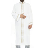 Lux Pure White Daisies Jubbah S, M Muslim Mens Prayer Dress, Islamic Mens Clothing Kaftan, Embroidered Thobe, Jubba Thawb Bisht