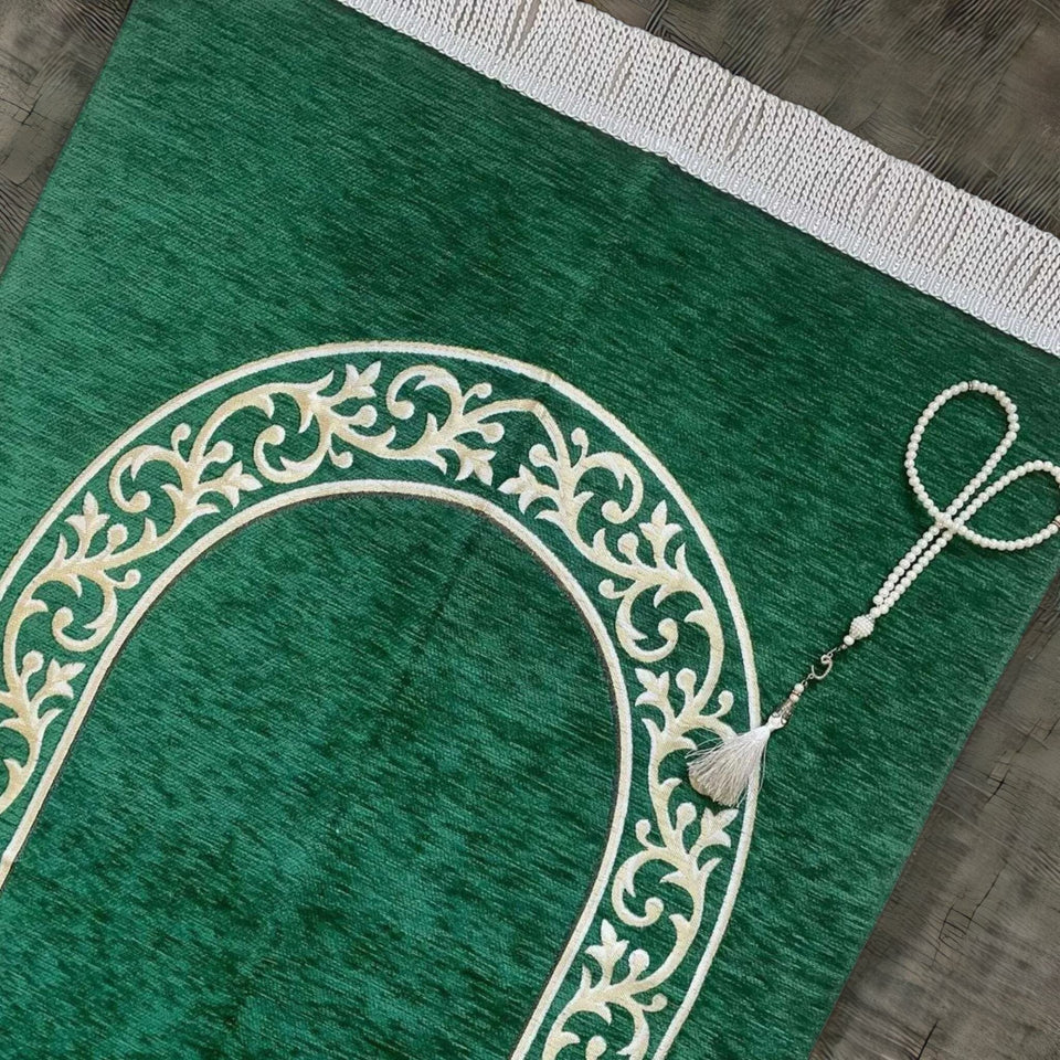 Zeleni mihrab molitveni podmetač, tasbih poklon set, ramazanski bajram Hadž umra vjenčanje rođendan islamski pokloni za godišnjicu, poklon Khatam al Quran