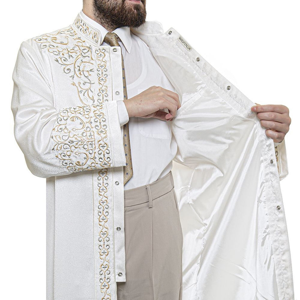 Cream Al-Nawawi Jubbah S, M, L, XL Muslim Mens Prayer Dress, Islamic Mens Clothing Kaftan, Lux Embroidered Thobe, Jubba Thawb Bisht