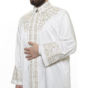 Krem Al-Nawawi Jubbah S, M, L, XL muslimanska molitvena haljina, islamska muška odjeća kaftan, lux vezeni Thobe, Jubba Thawb Bisht