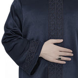 Lux Dark Blue Ahsaan Jubbah S, M, L, XL, XXL Muslim Mens Prayer Dress, Islamic Mens Clothing Kaftan, Embroidered Thobe, Jubba Thawb Bisht