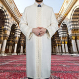 Lux Cream Mujaheed Jubbah XS, S, M, L, XL Muslim Mens Prayer Dress, Islamic Mens Clothing Kaftan, Embroidered Thobe, Jubba Thawb Bisht