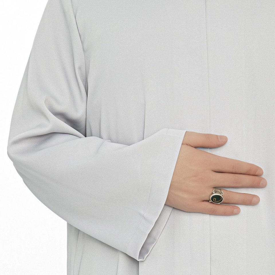 Grandad Collet Gray Turkish Jubba S, M, L, XL Thobe, Galabiyya, Jubbah, Disdasha, Cubbe, Long Kurta, Muslim Bisht
