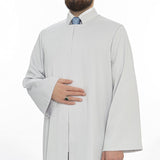 Grandad Collet Gray Turkish Jubba S, M, L, XL Thobe, Galabiyya, Jubbah, Disdasha, Cubbe, Long Kurta, Muslim Bisht