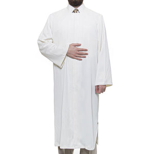 Grandad Collet Cream Turkish Jubba S, M, L, XL Thobe, Galabiyya, Jubbah, Disdasha, Cubbe, Long Kurta, Muslim Bisht