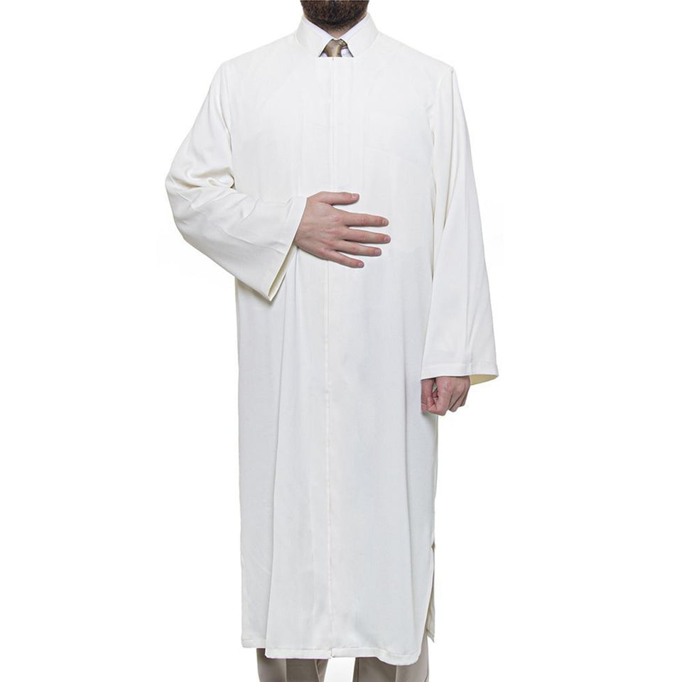 Grandad Collet Cream Turkish Jubba S, M, L, XL Thobe, Galabiyya, Jubbah, Disdasha, Cubbe, Long Kurta, Muslim Bisht