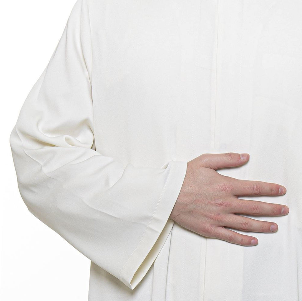 Grandad Collet Cream Turkish Jubba S, M, L, XL Thobe, Galabiyya, Jubbah, Disdasha, Cubbe, Long Kurta, Muslim Bisht