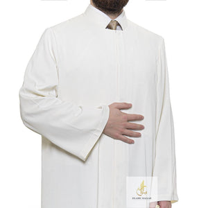 Grandad Collet Cream Turkish Jubba S, M, L, XL Thobe, Galabiyya, Jubbah, Disdasha, Cubbe, Long Kurta, Muslim Bisht