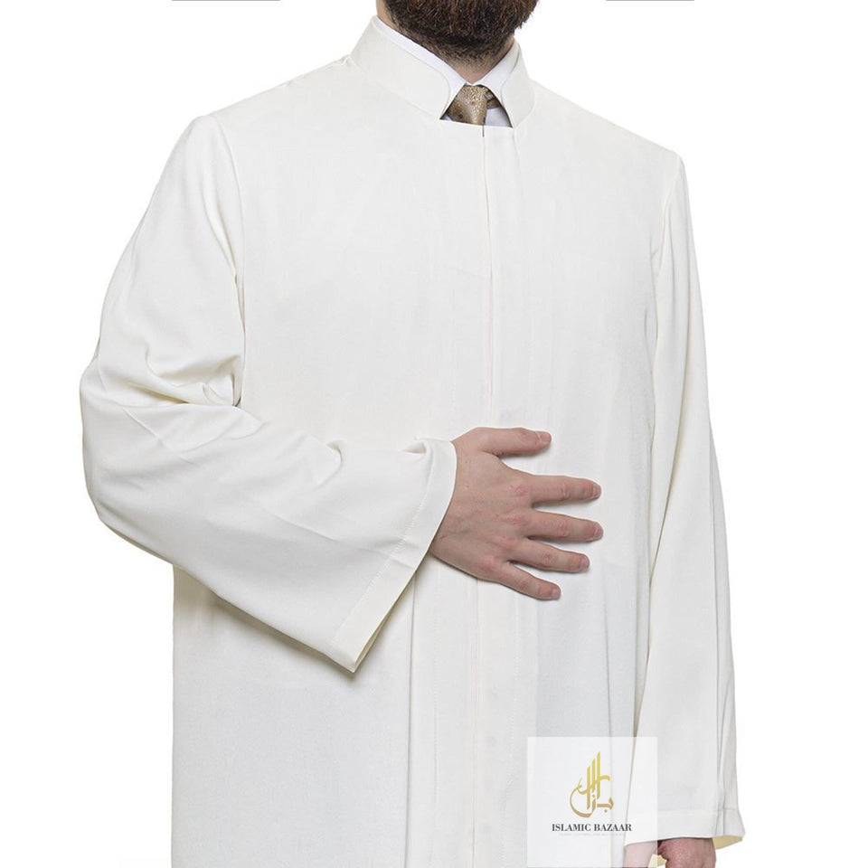 Grandad Collet Cream Turkish Jubba S, M, L, XL Thobe, Galabiyya, Jubbah, Disdasha, Cubbe, Long Kurta, Muslim Bisht