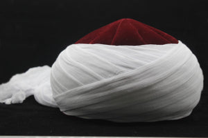 Bordo i bijeli šešir derviša, jedinstvena islamska umjetnost, derviška odjeća, šešir Rufaiyyah, muslimanski šešir, sunnet kapa, šešir za molitvu, sufijski šešir