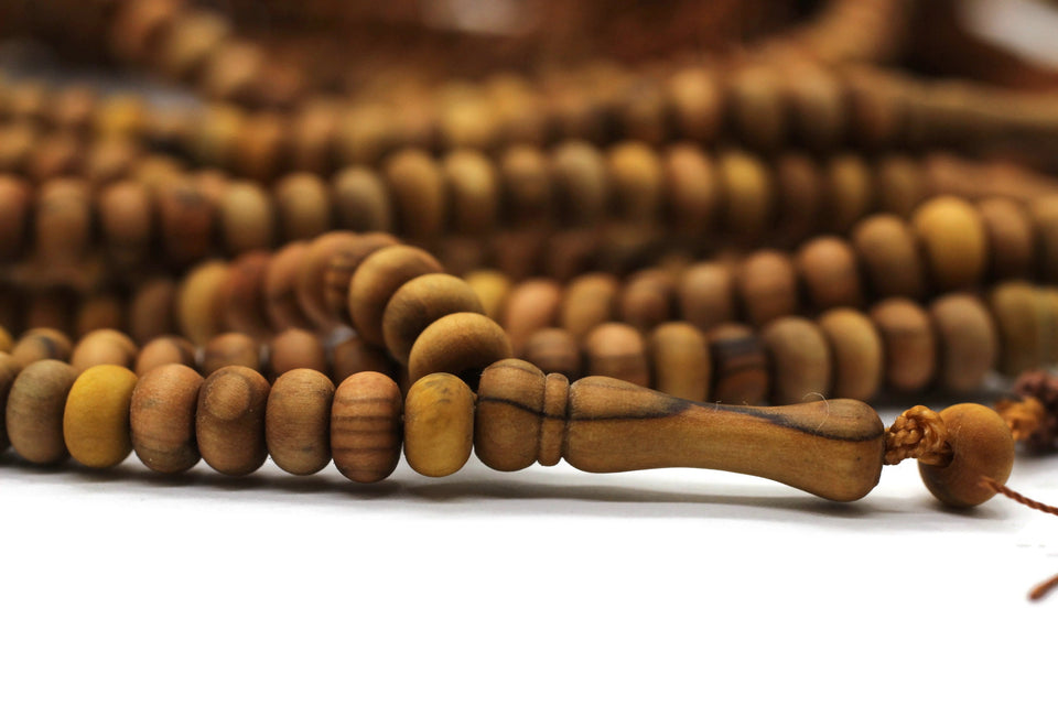 Paquete de 10 piezas de madera de olivo Tasbih, 99 cuentas de oración Misbaha Tesbih Tasbeeh, 4x7 mm Dhikr Beads Rosario Subha Sibha, Umrah Hajj Gifts TSBK
