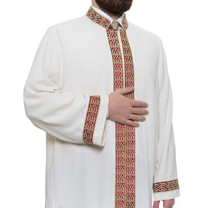Muwahheed Imams Jubbah S, M, L Muslim Mens Prayer Daffah, Islamic Mens Long Kurta, Lux Bordured Thobe, Jubba Thawb Bisht