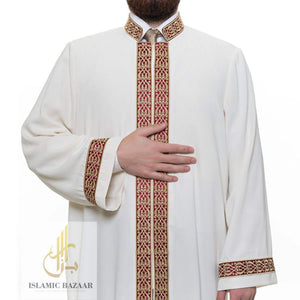 Muwahheed Imams Jubbah S, M, L Muslim Mens Prayer Daffah, Islamic Mens Long Kurta, Lux Bordured Thobe, Jubba Thawb Bisht