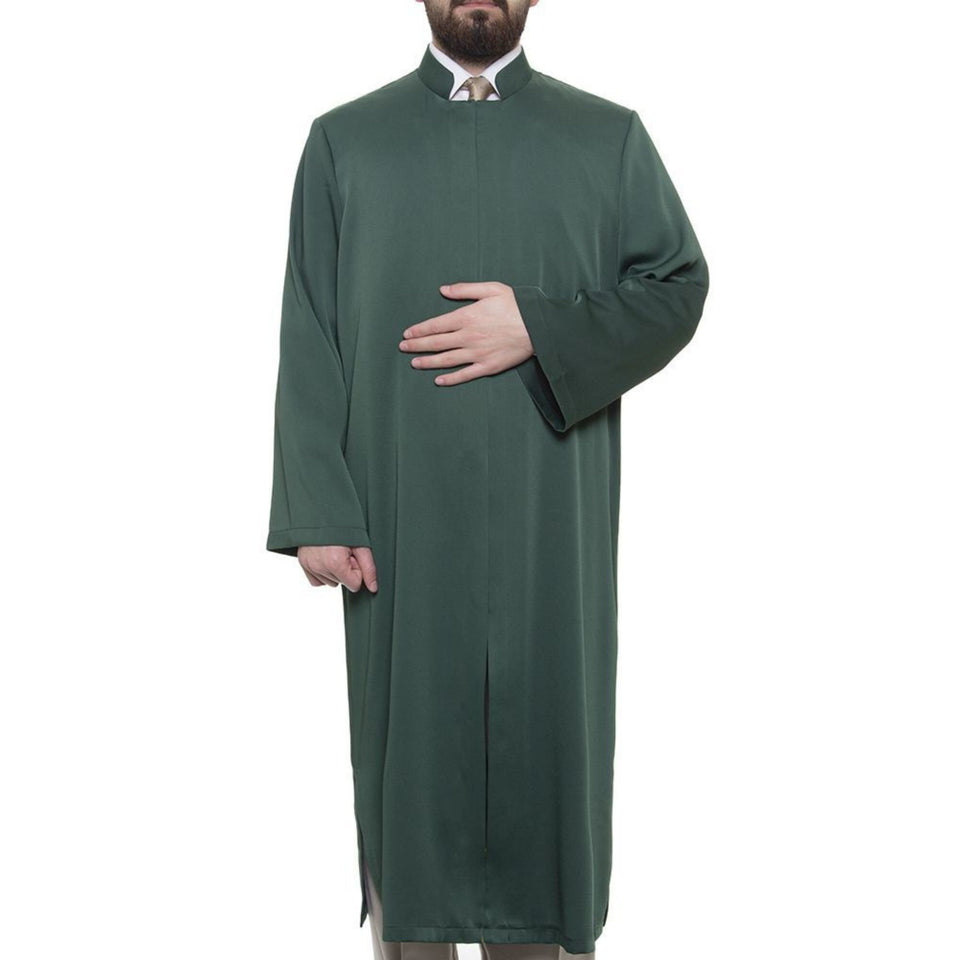 Grandad Collet Dark Green Turkish Jubba S, M, L, XL Thobe, Galabiyya, Jubbah, Disdasha, Cubbe, Long Kurta, Muslim Clothing