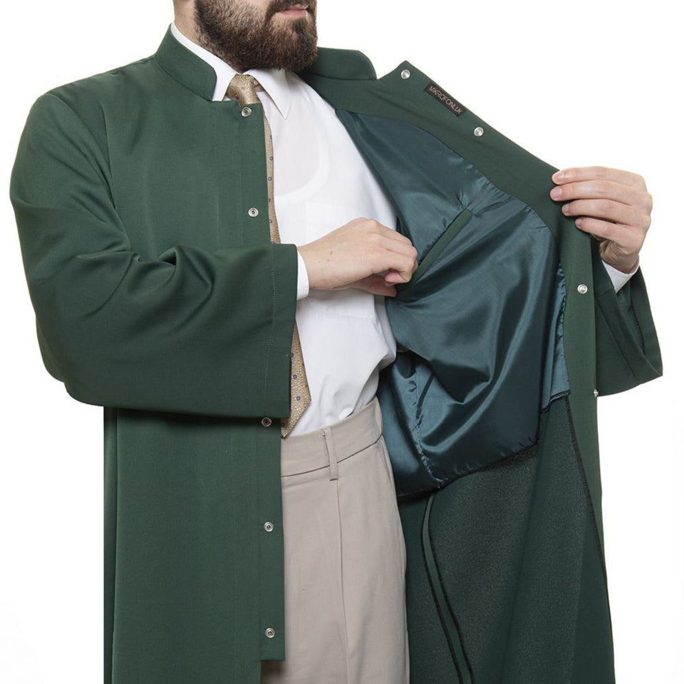 Grandad Collet Dark Green Turkish Jubba S, M, L, XL Thobe, Galabiyya, Jubbah, Disdasha, Cubbe, Long Kurta, Muslim Clothing