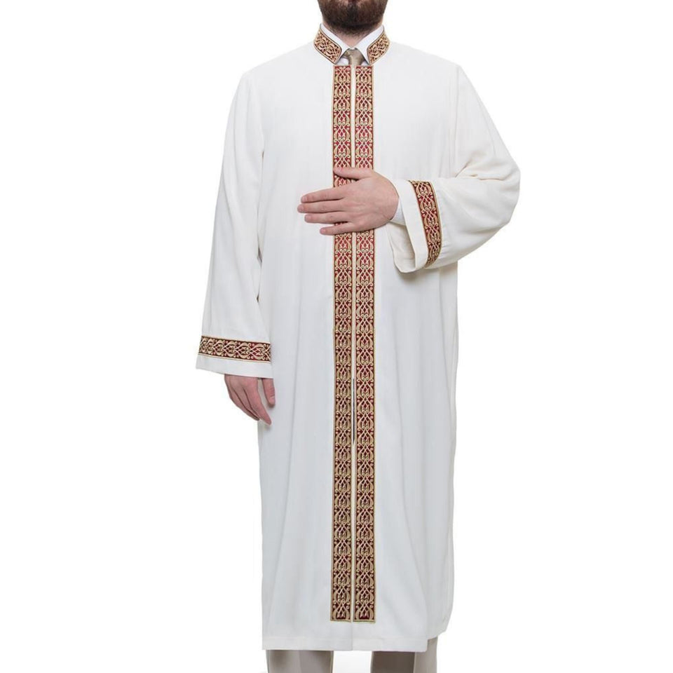 Muwahheed Imams Jubbah S, M, L Muslim Mens Prayer Daffah, Islamic Mens Long Kurta, Lux Bordured Thobe, Jubba Thawb Bisht