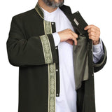Khaki and Light Green Bordured Jubbah M, L, XL Imams Daffah, Jalabiya for Men, Muslim Mens Jubba, Thobe, Galabiyya, Long Kurta, Cubbe, Bisht
