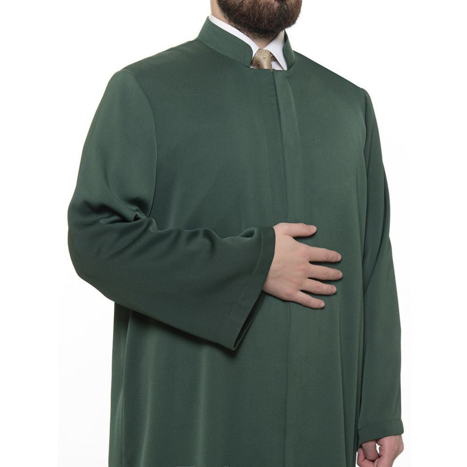 Grandad Collet Dark Green Turkish Jubba S, M, L, XL Thobe, Galabiyya, Jubbah, Disdasha, Cubbe, Long Kurta, Muslim Clothing
