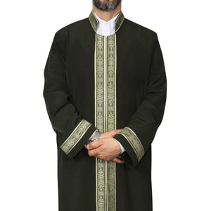 Khaki and Light Green Bordured Jubbah M, L, XL Imams Daffah, Jalabiya for Men, Muslim Mens Jubba, Thobe, Galabiyya, Long Kurta, Cubbe, Bisht
