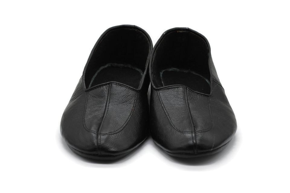 Lux Genuine Leather Black Slippers  with WOMEN Size | Indoor Socks | Garden Shoes | Indoor House Slippers | Handmade Leather Socks
