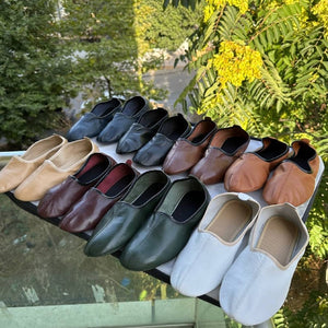 Choose Your Leather Womens Babouche Slippers, Barefoot Moccasins, Tai Chi Shoes, Venetian Slippers, Yemeni Shoes, Flat Grounding Shoes