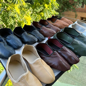Choose Your Leather Womens Babouche Slippers, Barefoot Moccasins, Tai Chi Shoes, Venetian Slippers, Yemeni Shoes, Flat Grounding Shoes