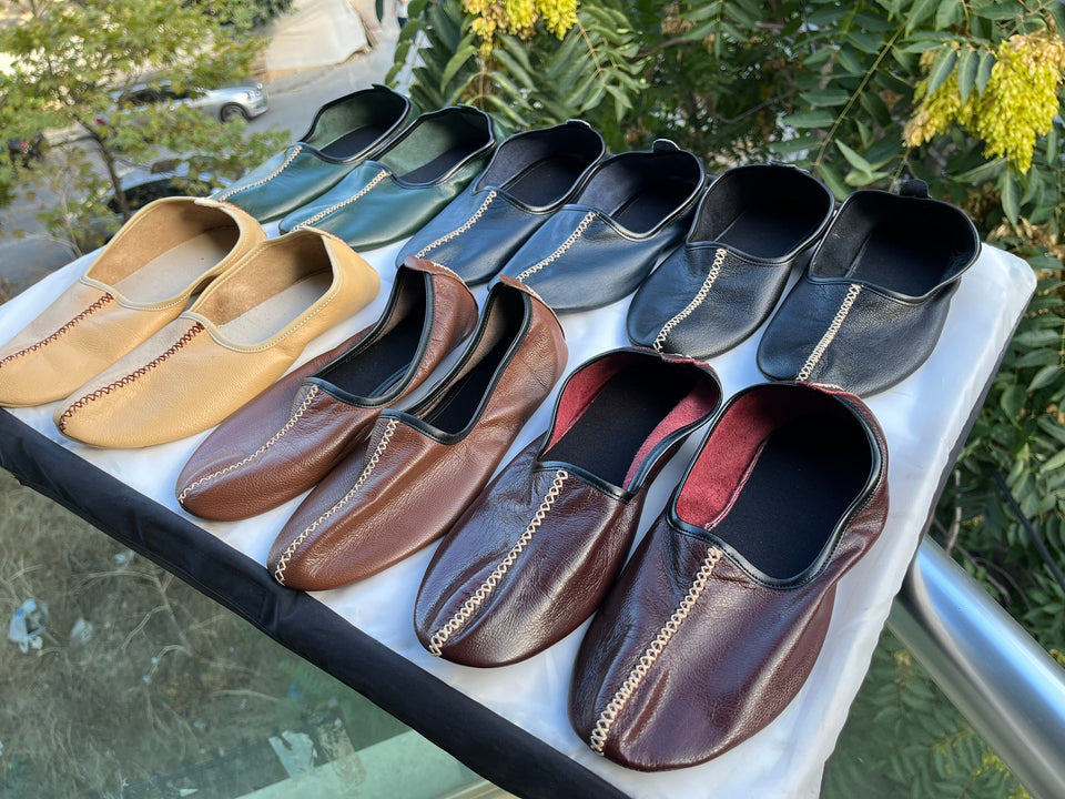 Genuine Leather Babouche Tawaf Shoes in Women Size, Pick Your Color Leather Slippers, Home Shoes, House Slippers, Barefoot Moccasins