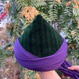 Dark Green and Purple Mens Haqqani Imamah, Cyprus Style Islamic Cap, Unique Islamic Art, Haqqani Sufi Order, Islamic Men's Head Wear