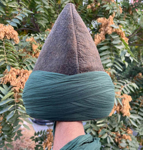 Genuine Wool Naqshbandi Cap Dark Green Wrapped, Haqqani Imamah, Unique Islamic Art, Ijazah Cap, Imam Pagri Islamic Men's Hat