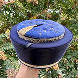 Royal Blue and Gold Classic Fez Imamah, Islamic Hat, Taqiyyah Islamic Prayer Hat with tassel, Muslim Mens Skull Hat, Masjeed Accessories
