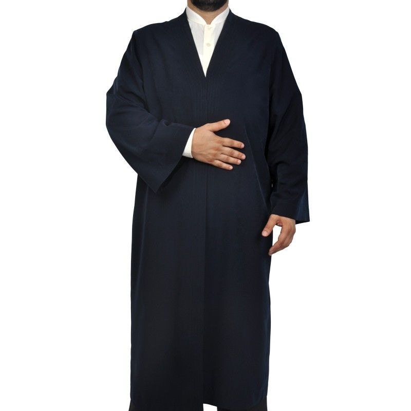 مردان M ، L ، XL ، 2XL ساده از آبی تیره ، Galabiyya ، Jubbah ، لباس اسلامی ، جوبای اساسی ، عبای نماز استفاده می کنند