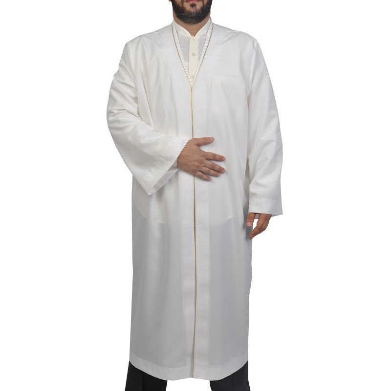 S, M, L, XL, 2XL Plain Mens Wear, Ivory Thobe, Galabiyya, Jubbah, islamic wear, Muslim tunic , Muslim Long Kurta - Muslim Clothes, Islamic,