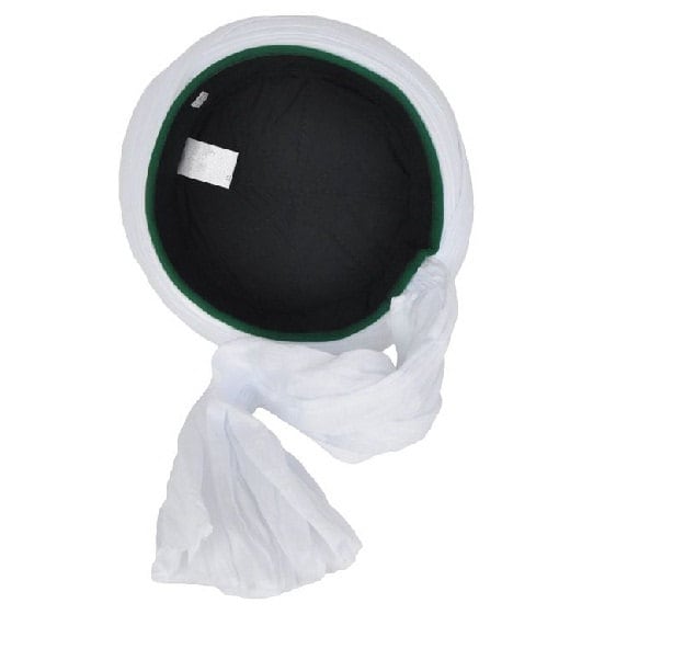 Saladin Islamic Unique Art Green and White 3m Cloth Imamah Sharif - Islamic Wear Kufi Taqiyah with shimla - head cap taqiyyah hat