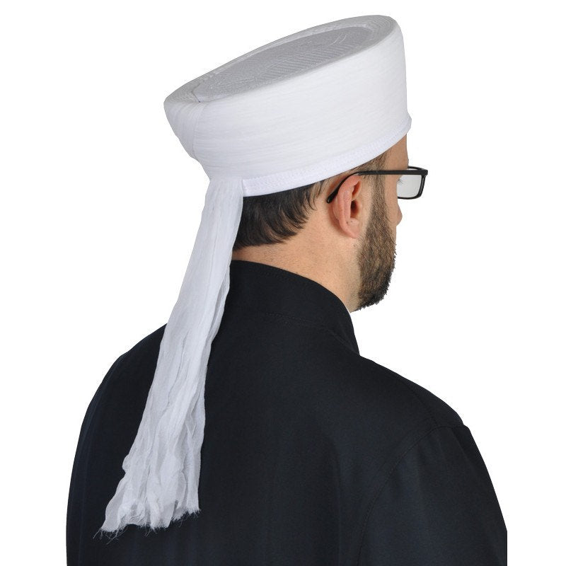 Gavsi Sani Imamah, White 12m Cloth Imamah Hat, Sheikhs Imama Hat, Islamic Kufi Cap, Sunnah Hat for Muslim Men, Sarik Hat with Shimla