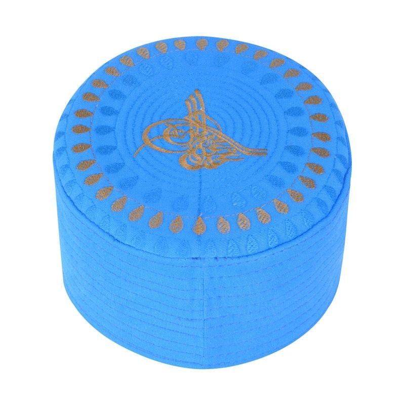 Blue Taquiyah - Kufi - Cap - skullcap - Hat - Crochet - Muslim cap - Islamic gift - koofi -muslim cap -Prayer Hat -  Men Kufi - Crochet Kufi