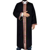 Ibrahim Jubbah - Mens Islamic Wear Black Thobe with Bordures, Galabiyya, Jubbah, Muslim Long Kurta