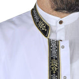 Muslim Long Kurta - Jubbah - Muslim dress - Mens Islamic Wear white Thobe with bordures, Galabiyya, Jubbah, Muslim Long Kurta