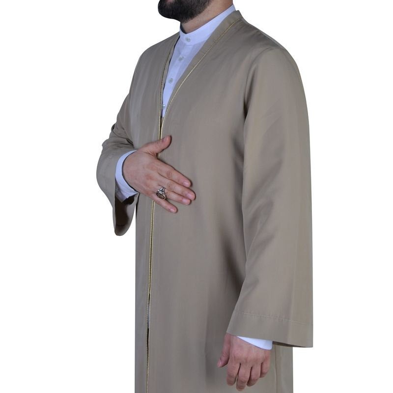 Muslim Long Kurta S, M, L, XL, XXL Plain Mens Wear, Light Brown Thobe, Galabiyya, Jubbah, Islamic Wear, Muslim Tunic,  Muslim Clothes - islamicbazaar