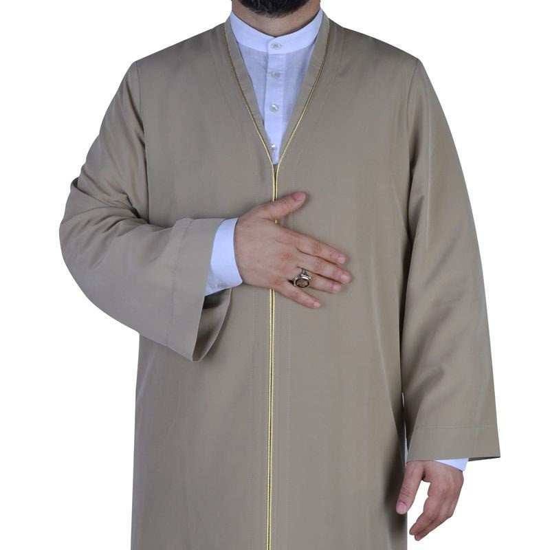 Muslim Long Kurta S, M, L, XL, XXL Plain Mens Wear, Light Brown Thobe, Galabiyya, Jubbah, Islamic Wear, Muslim Tunic,  Muslim Clothes - islamicbazaar