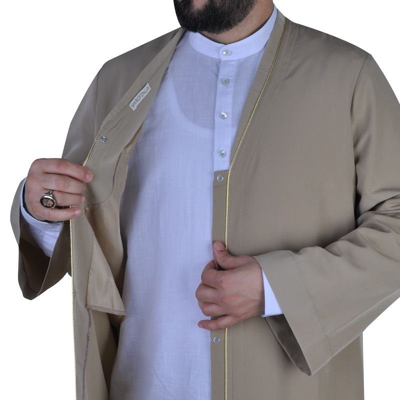 Muslim Long Kurta S, M, L, XL, XXL Plain Mens Wear, Light Brown Thobe, Galabiyya, Jubbah, Islamic Wear, Muslim Tunic,  Muslim Clothes - islamicbazaar